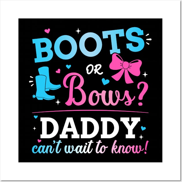 Gender reveal boots or bows daddy matching baby party Wall Art by Designzz